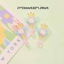 10/20/30件冰透明精致闪亮皇冠星星魔法棒DIY发夹手机壳鞋扣树脂饰品配件 - 彩色 - 查看 7