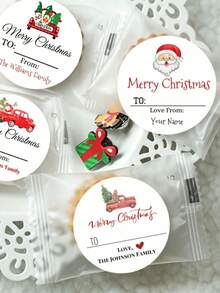 1 Stück/12 Stück/24 Stück/36 Stück/48 Stück personalisierte Weihnachts-Etiketten - Individuelle An/Von Geschenk-Aufkleber, runde Weihnachts-Aufkleber, personalisierte Weihnachts-Etiketten, Weihnachts-Aufkleber, individuelle Namens-Tags Weihnachten, Geschenk-Aufkleber, Geschenk-Etiketten, Weihnachts-Geschenkanhänger, Feiertags-Gastgeschenk-Anhänger für Weihnachtsverpackung, Party-Tüten, Familien- & Freunde-Geschenke Saison 2025, Weihnachtsgeschenk, farbig, süß, für Schule, Schulmaterial - Verschiedenfarbig - Übersicht 4