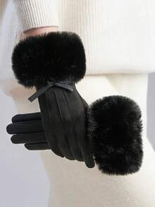 1 para damskich, jednolitych, eleganckich, swobodnych, poliestrowych rękawiczek bez palców, odpowiednich na wyjścia, święta i imprezy jesienią/zimą