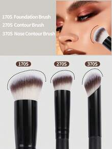 MAANGE 5/8/10 Peças Conjunto de Pincéis de Maquiagem Profissionais Macios e Amigáveis à Pele, Inclui Pincel de Pó, Pincel de Blush, Pincel de Corretivo, Pincel de Contorno, Pincel de Nariz, Pincel de Base, Pincel de Detalhe, Pincel de Rosto, Pincel de Sombra, Pincel de Delineador, Feito de Cabelo Sintético Natural, Confortável e Durável, Adequado para Maquiagem Facial Diária, Pode Aplicar Cosméticos Líquidos, Cremosos ou em Pó, Crie uma Aparência de Maquiagem Perfeita. Adequado para Mulheres, Mães, Esposas, Irmãs, Meninas, Amigas, Etc. - Preto - Visão 9