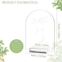 5*7英寸亚克力拱形桌号牌，带亚克力支架，适用于婚礼、生日派对等场合，可用作餐桌指示牌