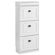 SoBuy 3 Flip-Drawers Shoe Cabinet Shoe Rack Shoe Storage Cupboard Organizer Blue W53 X D24 X H118cm FSR94-B - 黑與白 - 查看 10