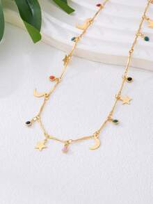 Women's Simple And Versatile Star Moon Sweet And Fashionable Chain Necklace (No Gift Box) - Multicolor - View 1