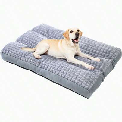 HAZOOWILL Extra Large Dog Mat Pad – Removable Washable Pet Mattress With Zipper Design, Split Cushion For Deep Sleep, Soft Plush Checkered Fabric, Comfortable Filling, All-Season Pet Mat For Small To Large Dogs Up To 40kg