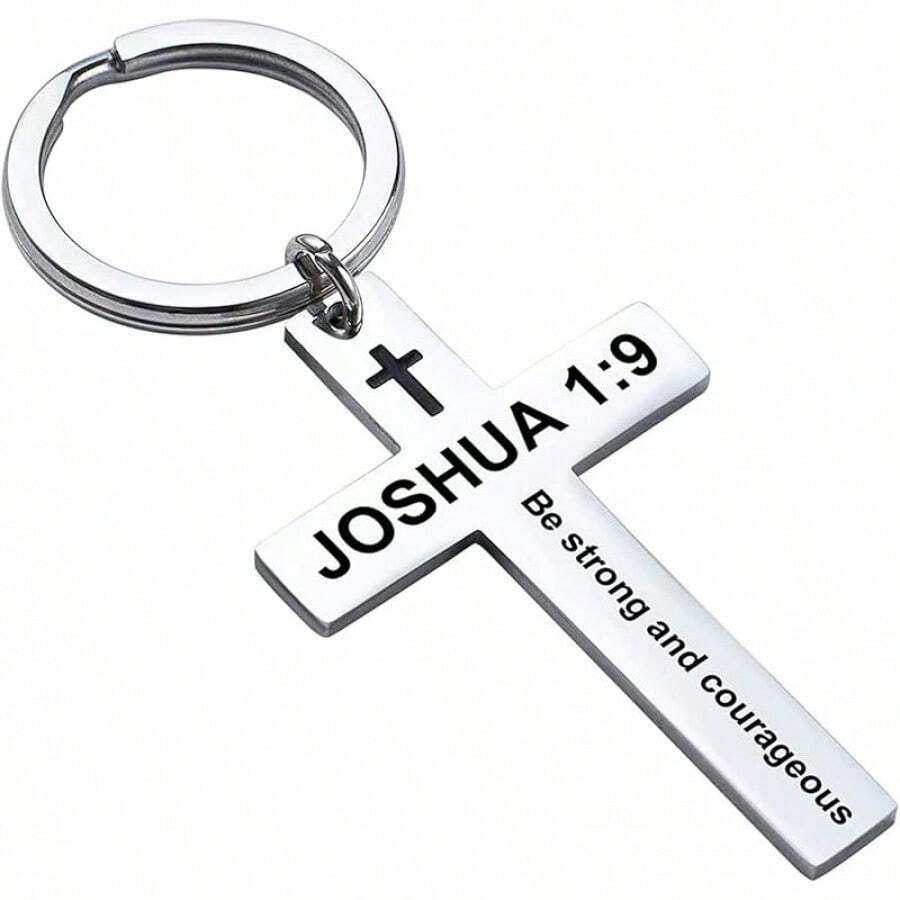 Ldurian Bible Verse Keychain Christian Cross Keychain For Women, Cross Key Chain For Men Religious ScriptureChristmas - Giô-suê 1:9 - Xem 1