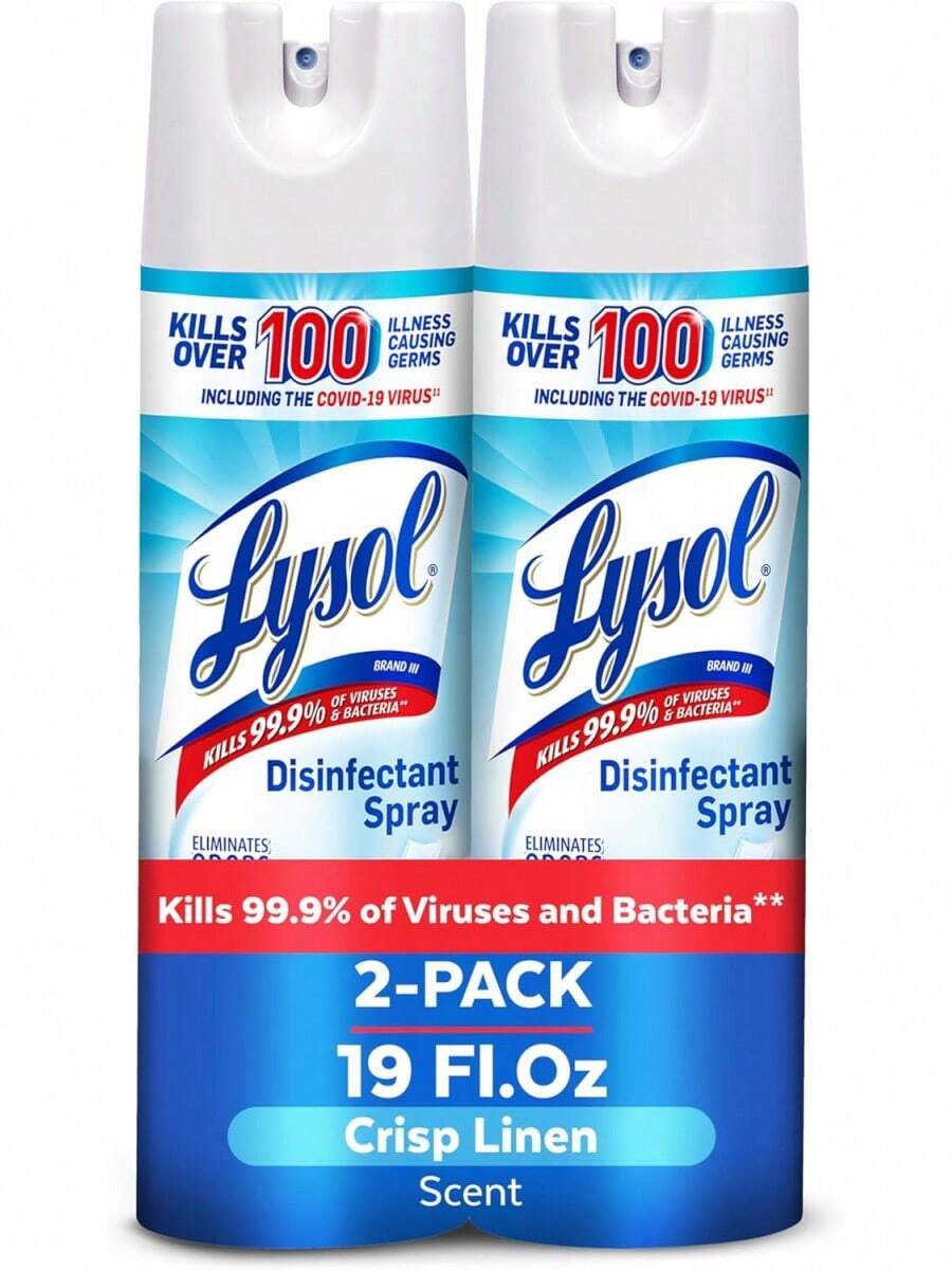 Spray, Household Essential Cleaning Supplies, Multi-Purpose Room Spray, Antibacterial Sanitizer Spray, Upholstery Deodorizer, Home and Bathroom, Crisp Linen,19 Fl Oz (Pack of 2) - Lino - Ver 1