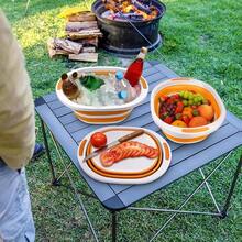 Collapsible BBQ Prep Tub With Lid 7.5L Bottle Wash Basin With Drain Plug Chopping Board Colander For Kitchen Portable Camping Sink Dish Basin Folding Dish Pan Storage Basket Picnic BBQ Accessories - 無蓋 - 查看 4
