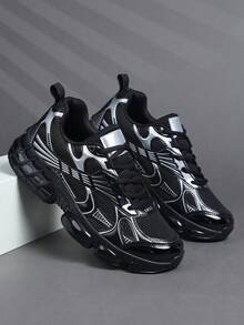 Sneakers For Men's Shoes Stylish Men Sports Shoes Lace-Up Shoes Men's Personalized Black Street Casual Shoes - Black - View 4