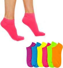 Generic 6 Pairs Women Ankle Sports Socks Neon Colorful No Show Low Cut US 9 11 Fashion - 白色 - 查看 7