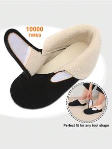 Leisfit Women's Soft, Fluffy, Comfortable And Warm Snow Boots, Adjustable Men's And Women's Household Slippers With Two Wearing Styles, Comfortable, Lightweight And Machine Washable, Equipped With Anti Slip Rubber Soles, Suitable For Indoor And Outdoor Wear - Black - View 5