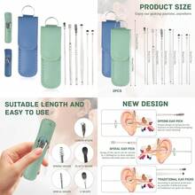 2 Sets Of Ear Cleaning Tool Ear Wax Removal Tool Clean Earcurette Professional Earwax Removal Kit Suitable For Adults And Mini Portable Blue Green# Xianxiaoc - như hình ảnh - Xem 2