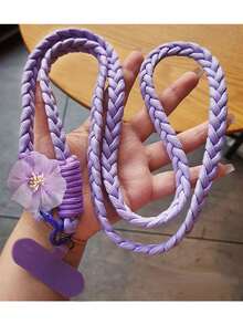 1pc Floral Lanyard Strap, Women Long Braided Cord For Phone, Outdoor Travel Hiking Backpack Keychain