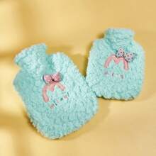 1 pieza Bolsa de agua caliente con bordado de flores, funda suave y cómoda para bolsa de agua caliente para el invierno, Bouillotte Ventre