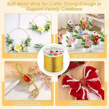 Anezus 12 Gauge Aluminum Wire Feet - 2mm Metal Armature Bdable Sculpting Wire Crafts, Wreath Making, Jewelry Making, Beading, Floral (Silver) - Vàng - Xem 7