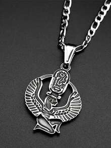 男士不锈钢金色神秘椭圆形安卡吊坠项链 - 項鍊 - 查看 3