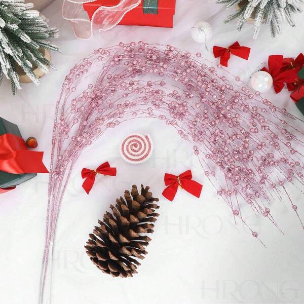 4PCS/8PCS Artificial Sparkling Berry Stem Christmas Shining Branch Christmas Tree Wreath Decoration Holiday Fireplace Wedding DIY Home Decoration
