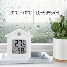 2入組 迷你數位溫濕度計，室內/室外溫度濕度感測器，附LCD顯示螢幕與磁吸背板，華氏/攝氏(℉/℃)可切換，適用於居家、青少年房、育嬰室、辦公室、溫室、地下室、車內 - 白色 - 查看 8
