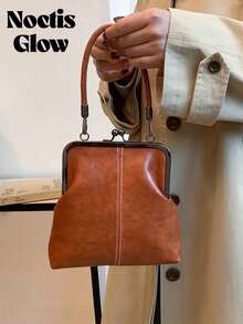 Leather Crossbody Bag For Women, Retro Style Mini Handbag With Adjustable Shoulder Strap, Solid Color Lightweight City Tote , Top Handle Handbags, Shoulder Bags, Crossbody Bags,Fashionable And Versatile, Suitable For Commuting And Dating - 彩色 - 查看 4