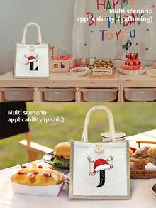 Túi tote in chữ đỏ chủ đề Giáng sinh, túi tote đa năng xách tay dành cho giáo viên, quà tặng cho nữ, quà tốt nghiệp, túi quà tặng họa tiết chữ cái, túi tote nữ dung tích lớn họa tiết chữ cái, túi tote in hình, túi mua sắm tái sử dụng, phù hợp cho sử dụng hàng ngày, kỳ nghỉ, đi làm và du lịch. - Nhiều màu - Xem 4