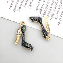 10pcs Random Color Mixed Fashion Rhinestone Enamel High Heels DIY Charm Pendant For Jewelry Earrings Necklace Making Accessories - Multicolor - View 9