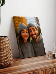 1pc Custom Personalized Personal Portrait Animation Style, Framed Canvas Painting, Very Suitable For Weddings, Home Decoration, Upload Friends Photos, Couple Photos, Family Photos Converted Into Animation Style, Cartoon Style - Multicolor - View 11