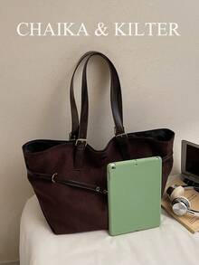 Túi đeo vai CHAIKA & KILTER bằng vải PU màu trơn, túi xách nữ phong cách retro thường ngày dung tích lớn, ba lô dành cho sinh viên, dây đeo vai được trang trí viền bèo nhún, hai quai xách, khóa nam châm, thích hợp cho du lịch, mua sắm, hẹn hò, làm quà tặng cho nữ, phù hợp cho nữ sinh viên đại học, người mới bắt đầu sự nghiệp và nhân viên văn phòng, lý tưởng cho văn phòng, trường học, công việc, kinh doanh, đi lại, hoạt động ngoài trời, du lịch, leo núi, v.v. - Cà phê - Xem 4