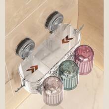 New Ins-Style Minimalist Large Capacity Suction Cup Toothbrush Holder, Bathroom Toothbrush Cup Wall Mount Storage Organizer, No Drilling Required