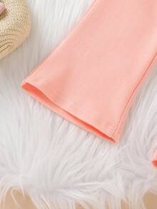 2pcs Set, Casual Elegant Sweet Cute Baby Girl Clothes, Soft Comfortable Infant Toddler Girl Outfit, Special Heart Decor Ruffle Trim Round Neck Long Sleeve Sweatshirt And Solid Color Elastic Waist Pants Set, Suitable For Daily, Vacation, Party, Outdoor - Multicolor - View 7