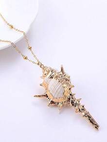 1pc Shell Pendant Necklace, Bohemian Beach Jewelry For Summer - Multicolor - View 7
