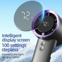 2025新款迷你手持涡轮风扇，带智能数字显示，便携式长效风扇