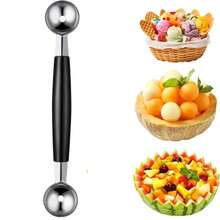 1 件/2 件双面水果瓜球勺，2 合 1 不锈钢瓜球器，适用于西瓜哈密瓜冰淇淋，不锈钢双头水果冰淇淋球勺，DIY 水果拼盘球工具勺，适用于西瓜/冰