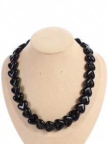 1 pieza Collar de resina con cuentas de corazón geométrico de estilo bohemio, joyería hecha a mano como regalo para mujeres, para uso diario