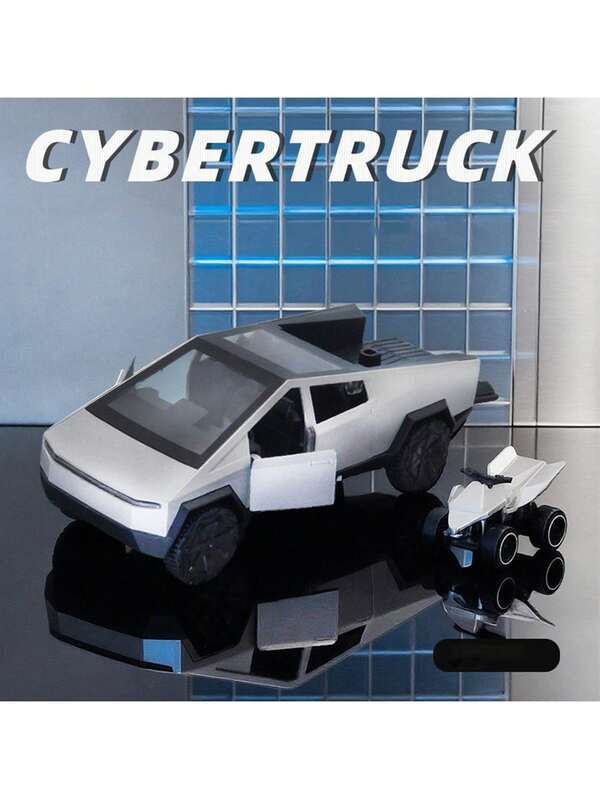 Modelo de coche de juguete de aleación móvil a escala 1/36 con imitación de camioneta, mecanismo de apertura y función de resorte. Incluye una pequeña motocicleta. Artículo decorativo creativo para el escritorio. Regalo diario.