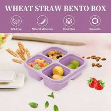 5 Paquete de Bento Caja de Almuerzo, 4 Compartimentos Contenedores de Aperitivos, Caja de Aperitivos Dividida, Contenedores de Almuerzo para Preparación de Comidas para Niños Pequeños y Adultos, Recipientes de Almacenamiento de Alimentos para la Escuela, el Trabajo y los Viajes - Paquete de 5 multicolor - Ver 4