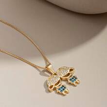 Delicate Women's Necklace With Children's, Boy's And Girl's Pendants, Plated In 18K Gold And 925 Silver With Zirconias - 2 menino (Ouro) - 查看 2
