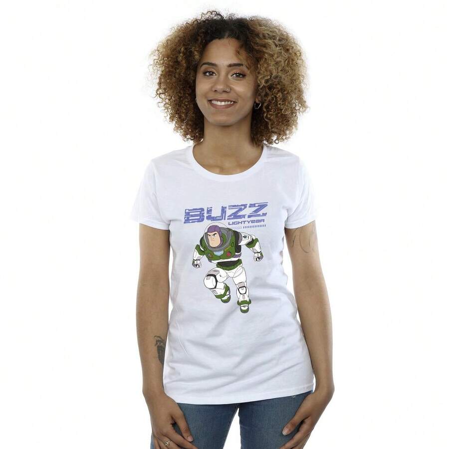 Disney Womens/Ladies Lightyear Buzz Jump To Action Cotton TShirt (White) - White - View 1