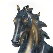 Resin Tabletop Wine Bottle Holder, Horse Statue Wine Rack, Wine Storage Display Rack, Blue+Gold, For Store Wine Bottles, Wine Glasses - Blue - View 9