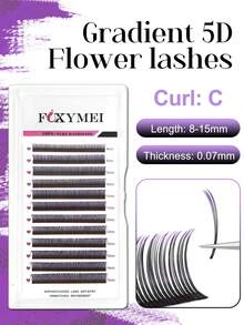 FOXYMEI 12 pares de pestañas postizas de color degradado 5D, rizado C/D, pestañas de flor de color degradado mixtas, de 8-15 mm con forma de abanico esponjoso y grueso, ligeras y fluidas, pestañas individuales de 0.07 mm, fáciles de aplicar, crean un ambiente festivo - Rosa - Ver 10