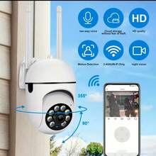 1/2个1080P高清WiFi安防摄像头，带夜视、聚光灯和扬声器 - 双向语音、移动侦测、360°云台旋转/变焦，适用于家庭室内安防，兼容Alexa，适合儿童、老人和宠物，室内监控 | 现代安防系统 | 无线连接