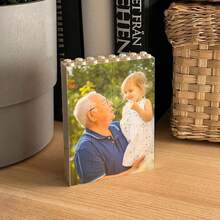 Personalised Couples, Daddy & Me, Mummy & Me ® Brick Photo Block, Gift For Dad, Mom, Couples, White, Building Block, Puzzle, Gift, Him, Dad, Father's Day, Couples, Valentine, Grandpa, Wedding, Him, Her, Mum, Mother's Day, Mom, Cute, Christmas Gift Supplies,Home Decor Living Room - Multicolor - View 8