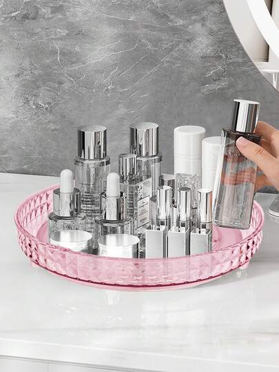 1pc Rotating Makeup Organizer Box, Transparent Swivel Storage Container For Office, Kitchen, Pantry, Cabinet, Tabletop, Vanity - For Spices, Condiments
