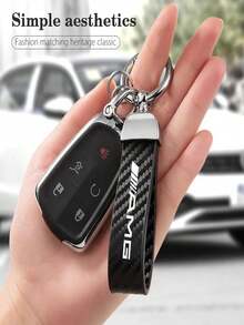 Car Carbon Fiber Keychain Zinc Alloy Keyrings Accessories For Mercedes Benz AMG GLC W203 W206 W205 W211 W212 W201 W210 W168 W220