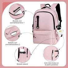 RFID Mochilas para estudiantes universitarios, Mochila de Viaje impermeable, Mochila para mujeres y hombres, Mochila para Laptop de 15.6 pulgadas, para escuela, viajes, oficina - rosa - Ver 7