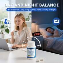 MULITTEA GABA Supplements 750mg With L Theanine, 5HTP, Ashwagandha, Lemon Balm, Ginkgo Biloba, Omega-3, 10 In 1 GABA Calm Capsules For Sleep, Relaxation, Focus, Mood Support, Cortisol Balance - 120CT - 1 Gói (120 chiếc) - Xem 3