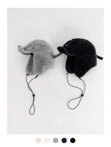 1 件复古字母蓬松领带捕兽帽，女士保暖耳罩羊毛飞行员帽，冬季甜心辣妹保暖领带帽檐棒球帽，新款加厚防风防寒棒球帽