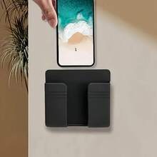 1pc Punch-Free Mobile Phone Holder Wall Mount, Creative Multi-Function Remote Control Storage Box, Wall-Mounted Mobile Phone Charging Stand, Bedside Charging Storage Stand,Household Products