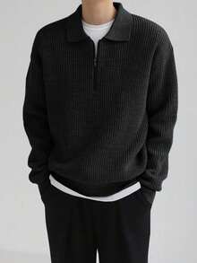 1pc Teen Boy's Solid Klein Blue Minimalist Casual Versatile Commuting Sweater, Autumn/Winter