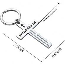 Ldurian Bible Verse Keychain Christian Cross Keychain For Women, Cross Key Chain For Men Religious ScriptureChristmas - Romans 5:8 - View 2