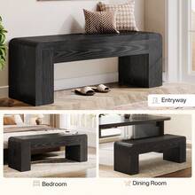 Tribesigns 47" Long Entryway Bench, Large Engineered Wood Shoe Bench With Heavy-Duty Legs, Farmhouse End Of Bed Bench For Bedroom, Entryway, Hallway, Living Room, Easy Assembly - màu đen - Xem 8