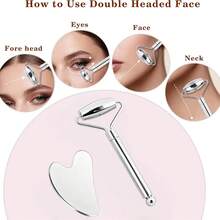 Gua Sha Facial Tools And Facial Roller Set, Daily Skincare Facial Massage Tools For Women, Cooling Stainless Steel Facial Sculpting Eye Roller Gua Sha Tool, Suitable For Daily Use Or As A Self-Care Gift For Women - Silver - 銀色 - 查看 12